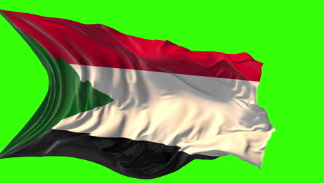 Waving Flags of Hungary and Sudan on Green Screen