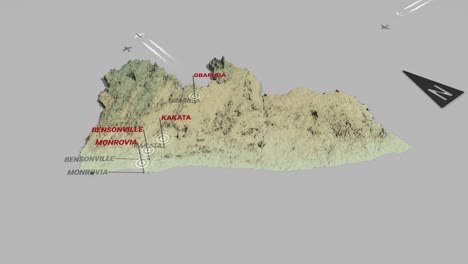 3d terrain map liberia