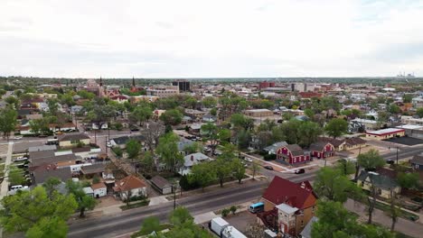 Panoramic-aerial-overview-of-subruban-neighborhood-on-block-grid-system-in-Pueblo-Colorado