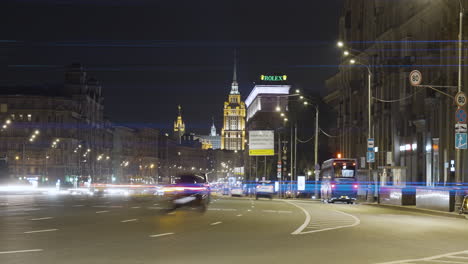 night view of moscow city streets