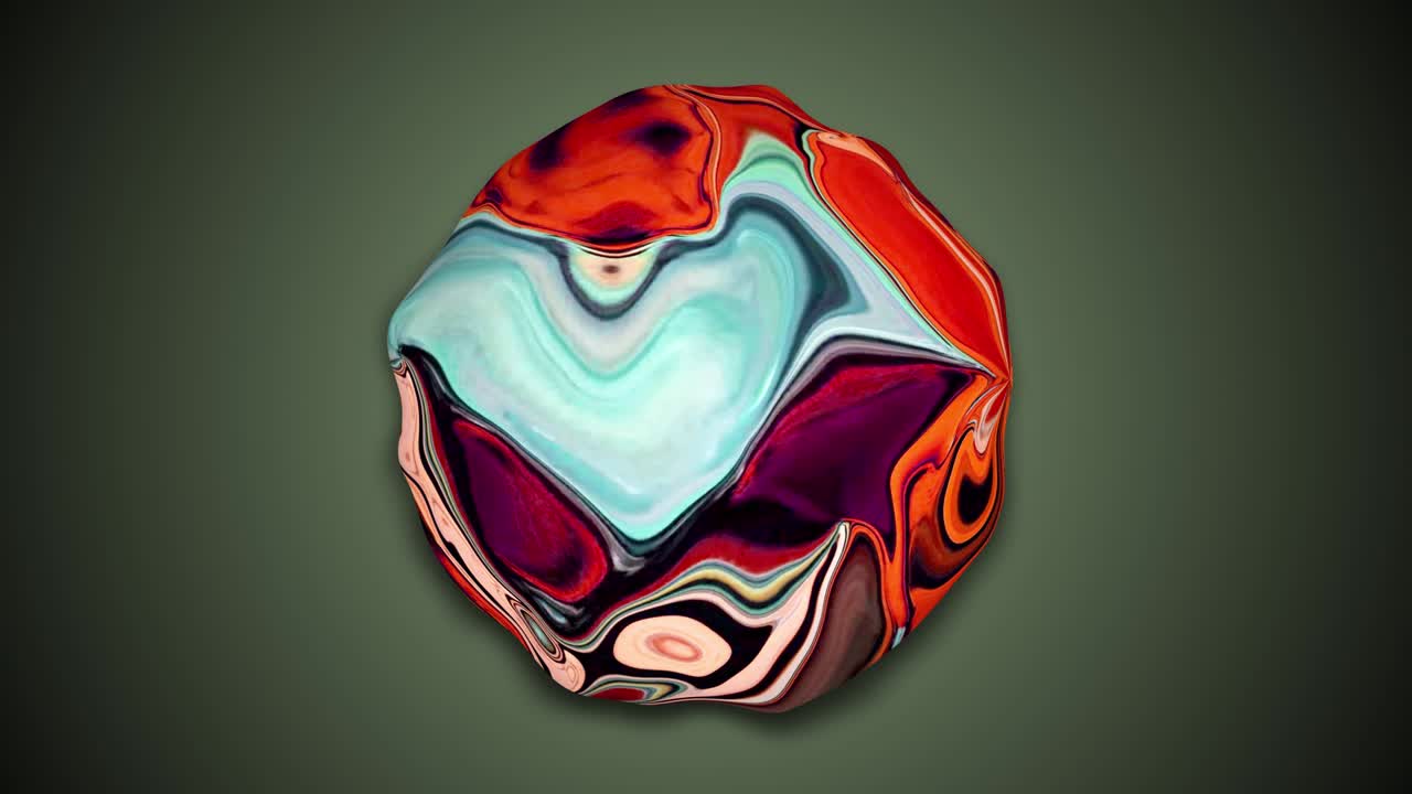 Liquid colorful distorted sphere. Abstract sphere on gradient background.