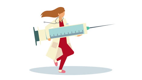 doctora con una jeringa de vacunación