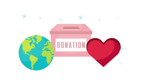 donation box with earth and heart illustration