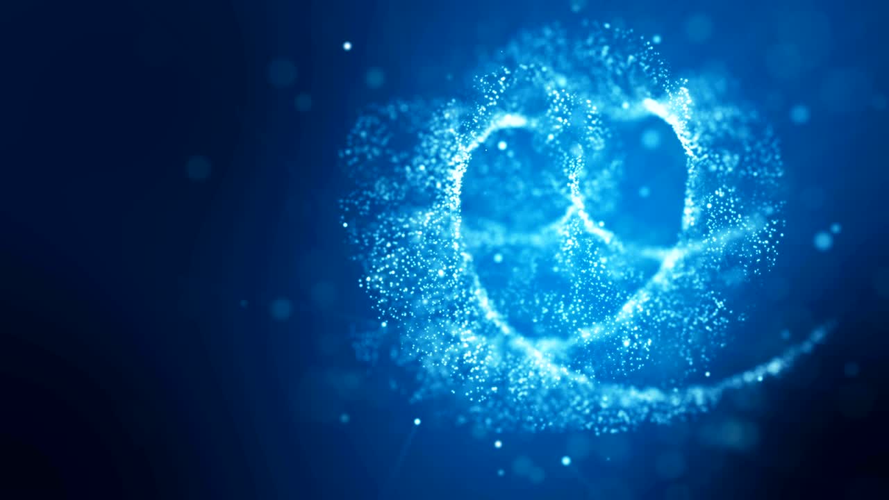 원활한 루프, 하 파란색 및 반이는 입자 추상적인 배경.