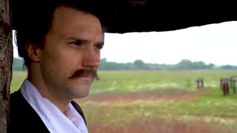 Hungarian-Poet-Sándor-Petőfi-in-the-Countryside-in-close-up-shot