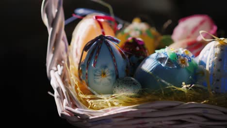 cool easter eggs in a basket. easter meeting