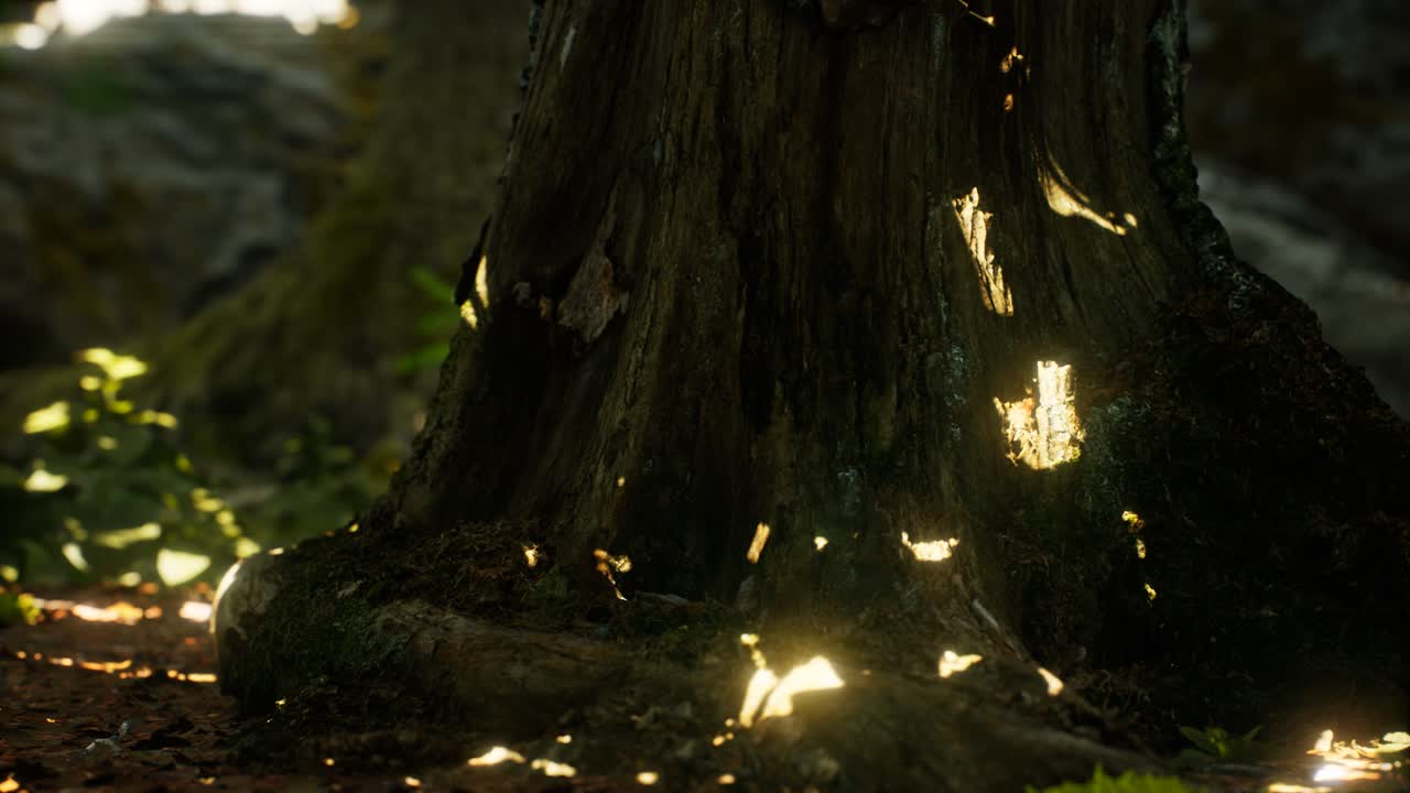 ⁇ 빛 광선 이 열대 우림 의 잎 을 통해  ⁇ 아져 나온다