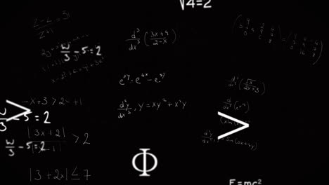 animating mathematical equations and symbols on black background