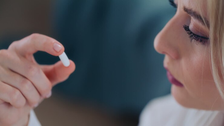 mädchen nimmt schmerzmittel