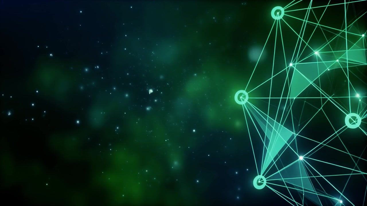 Abstract Digital Network Connection with Glowing Green Nodes