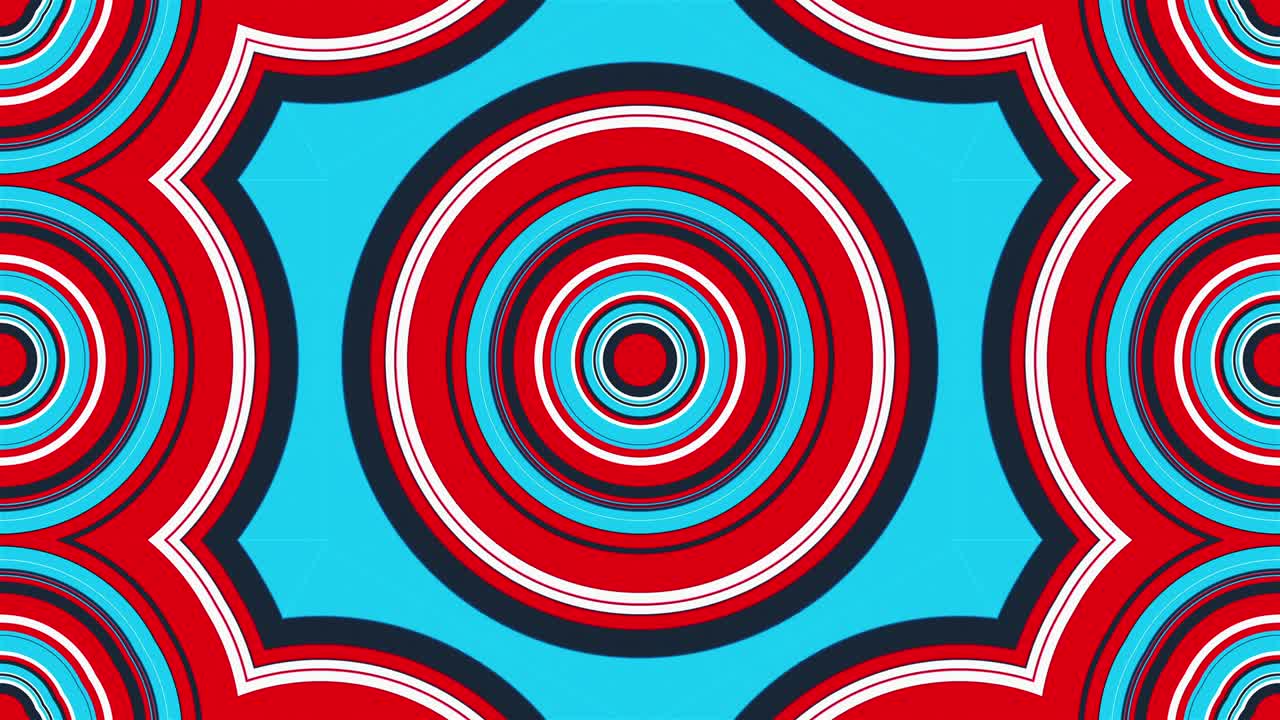 Kaleidoscope of colorful rounds forming hypnotic ornament. 3d rendering computer generated technological background