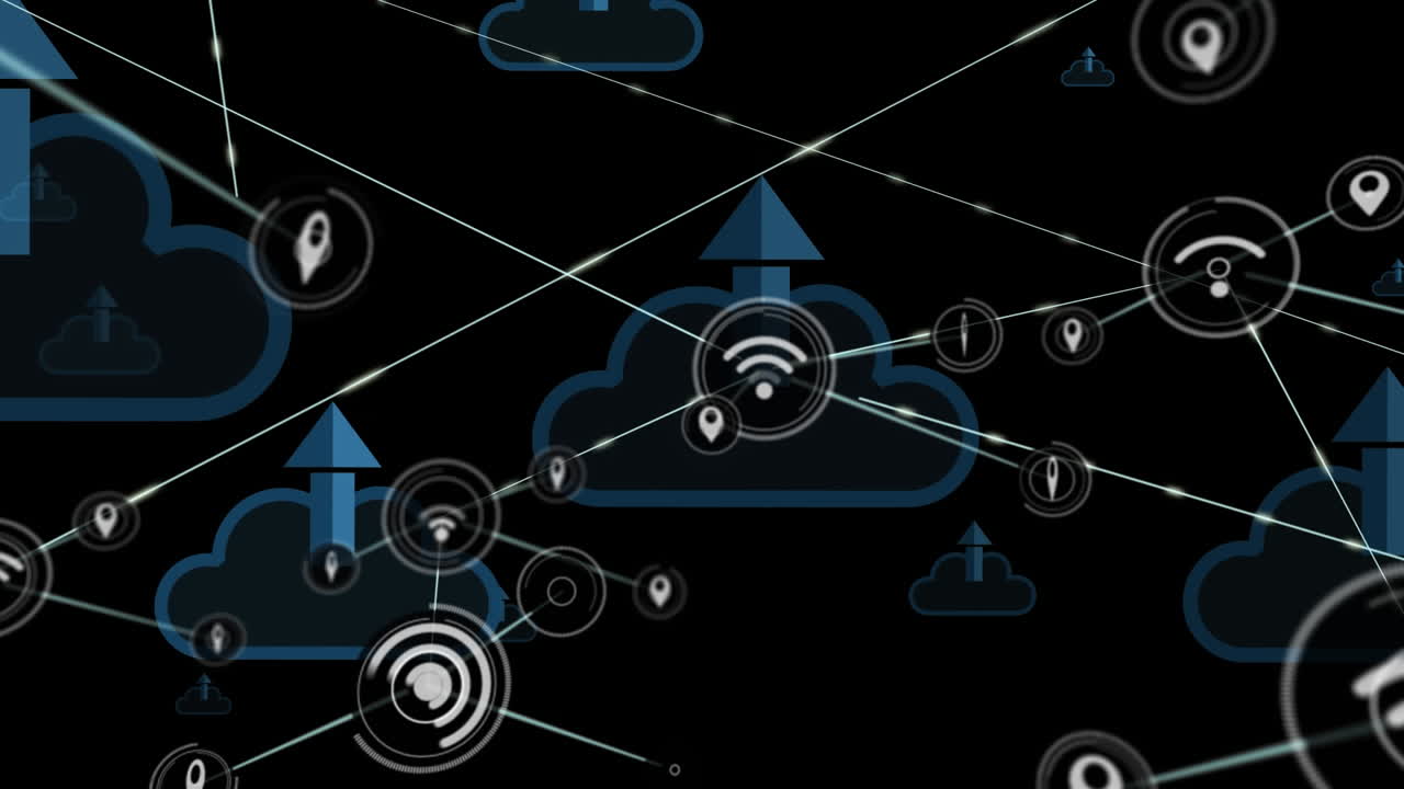 Animation of network of connections over clouds