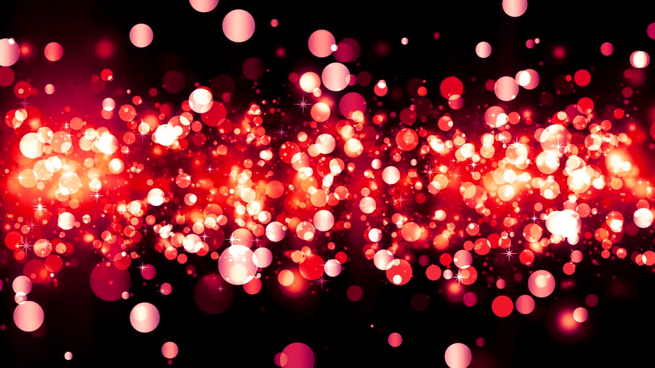 fondo con partículas rojas brillantes. hermoso fondo de luz bokeh. confeti rojo brillando con luz brillante mágica. bucle sin costuras
