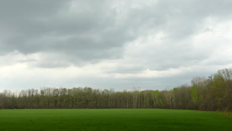 rural landscape and forest timelapse under a cloudy stormy sky