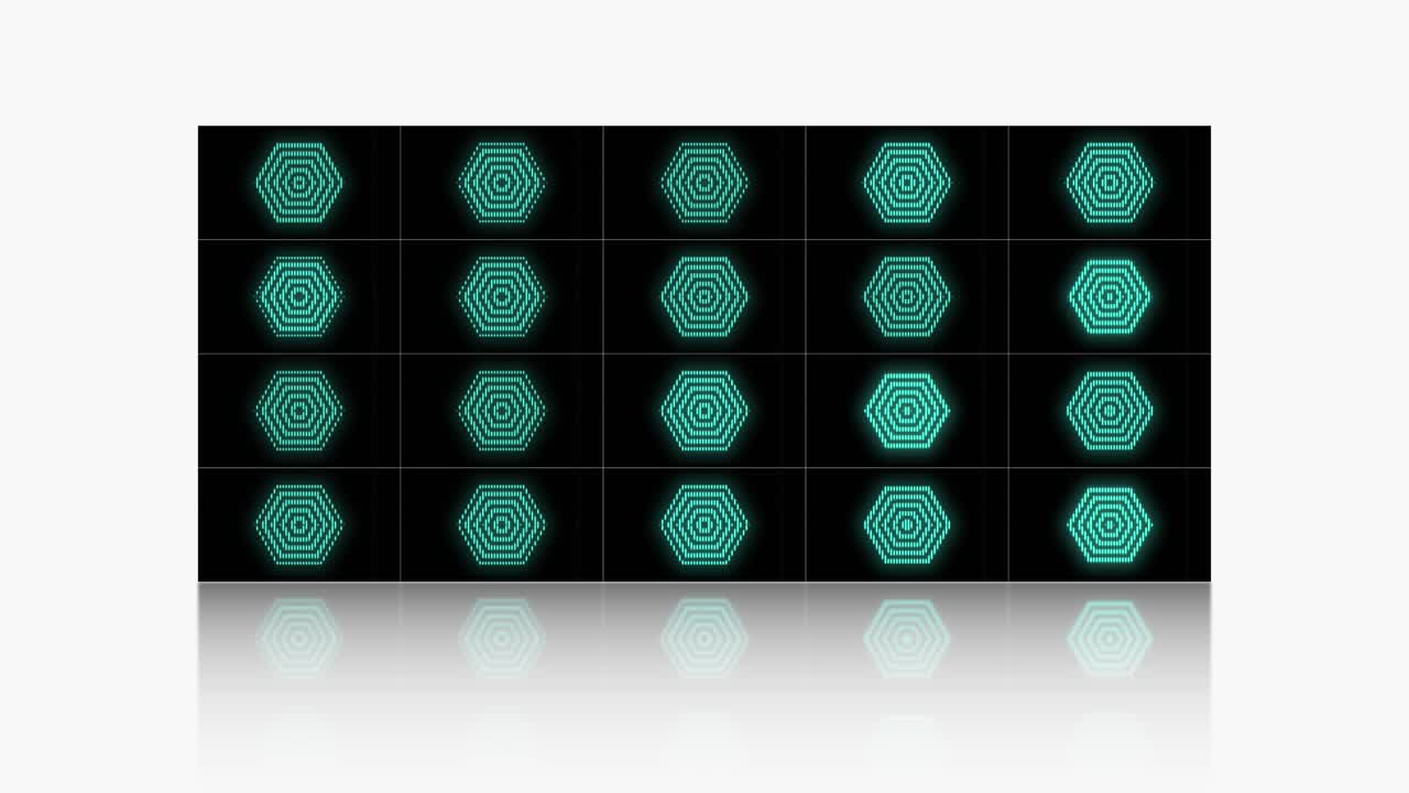 patrón geométrico hexagonal azul neón