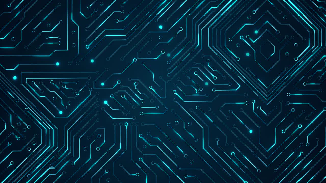 4k digital motherboard energy waves cpu processing loop background digital network computing gpu