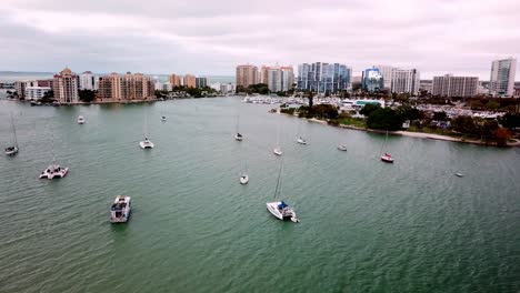 Aerial-Boats-at-Anchor-Sarasota-Florida