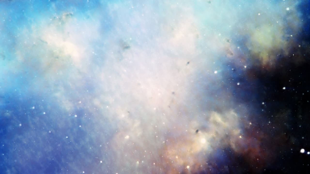 아름다운 파란 구름 안개와 별의 하늘을 통해 우주 비행 4k 3d 과학 영화, 공상과학 영화, 우주, 미래, 장면, 제목, 로고, 추상적인 배경에 대한 원활한 루프를 렌더링합니다.