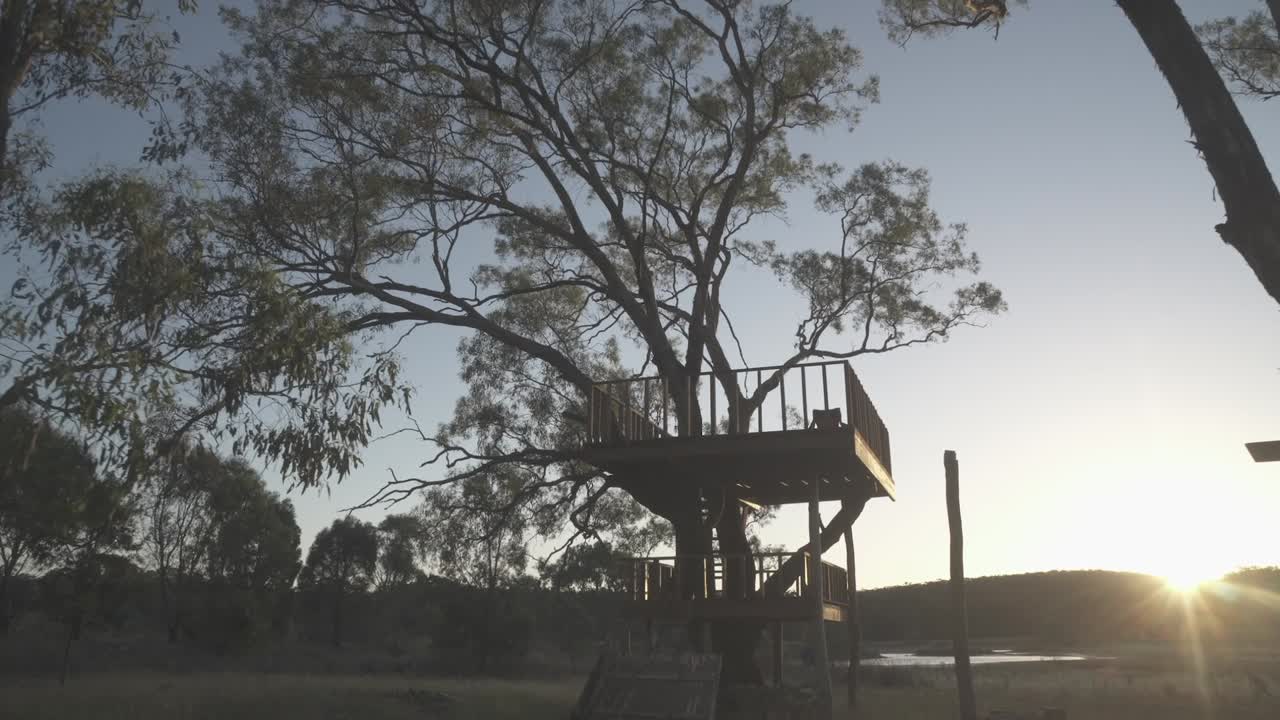 The sunset between the magical forest like in the film and the super romantic balcony under the big tree