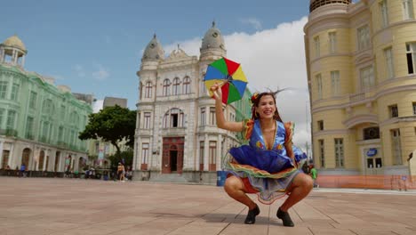 frevo dancer at the street carnival in recife, pernambuco, brazil.