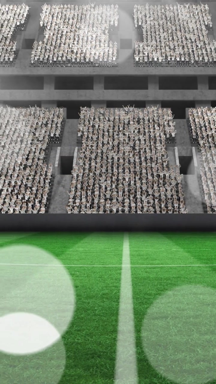 Animation of white spots of light with italian flag over sports stadium