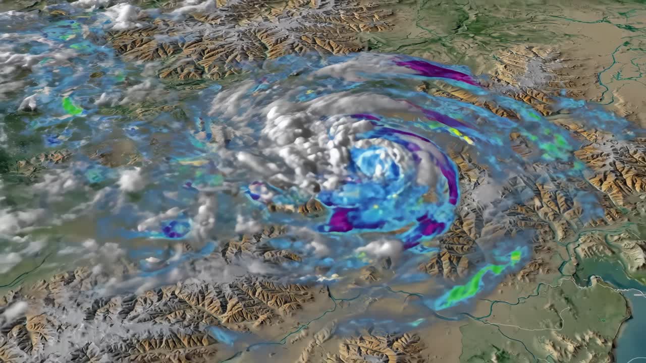 Hurricane Over Mountain Landscape