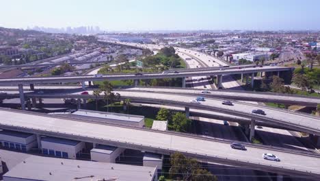 an excellent high aerial over a vast freeway interchange near san diego california