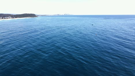 Calm-Waters-Of-Blue-Ocean--Surfers-Paradise-From-Palm-Beach---Gold-Coast,-Queensland,-Australia