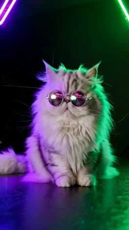 cool cat with sunglasses in neon light