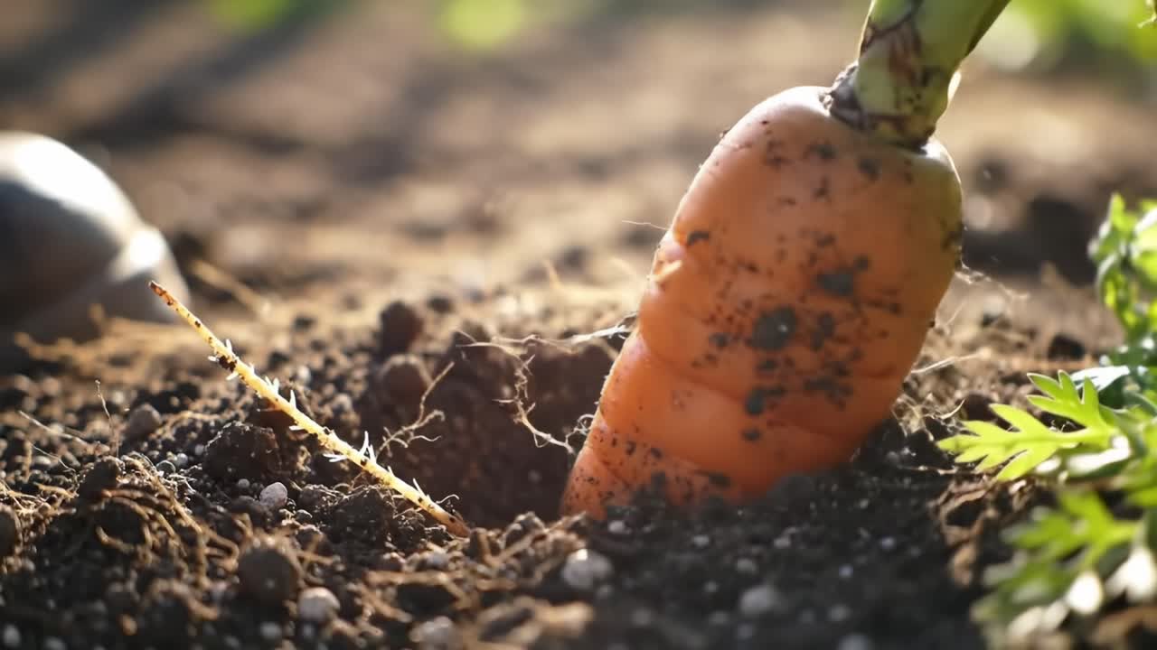 Harvesting Fresh Carrots From the Garden in Sunny Afternoon