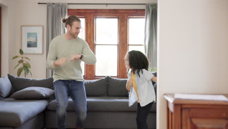 music, dance and father with girl child