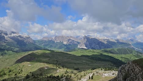 panoramic view of gruppo del sella and sassongher from the east