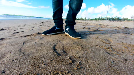 Reinigung-Strand-Müllabfuhr-Durch-Eine-Person-Aus