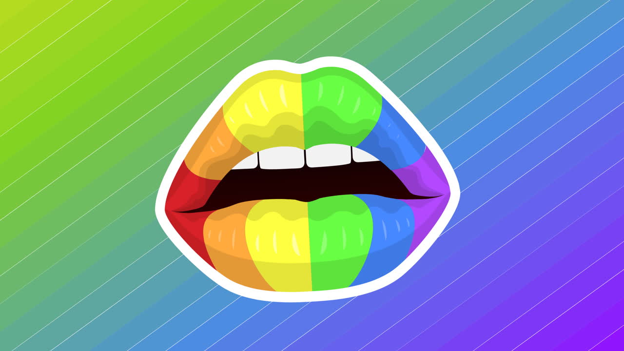 animación de la boca del arco iris sobre las rayas del arco iris