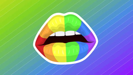 animación de la boca del arco iris sobre las rayas del arco iris