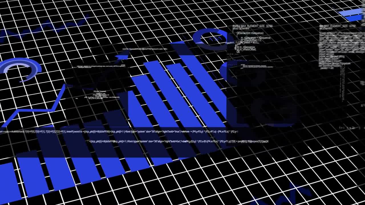 animación del procesamiento de datos financieros a través de la red