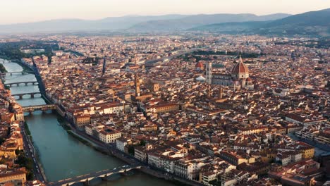 aerial panoramic view of florence with arno river and the cathedral