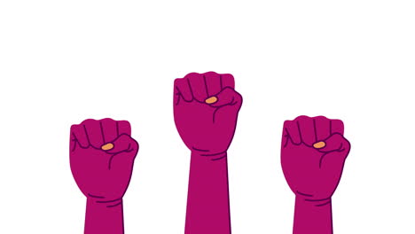 three fists raised in protest