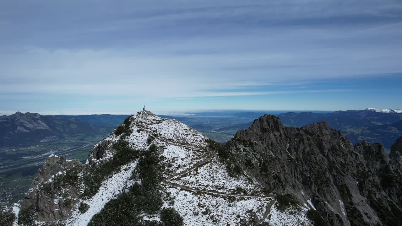Aerial View of Snow-Covered Mountain Peak