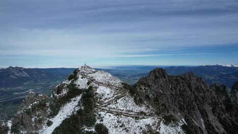 aerial view of snow-covered mountain peak