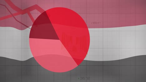 animación de estadísticas y procesamiento de datos sobre la bandera de egipto