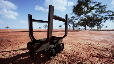 old rusted mining cart in desert