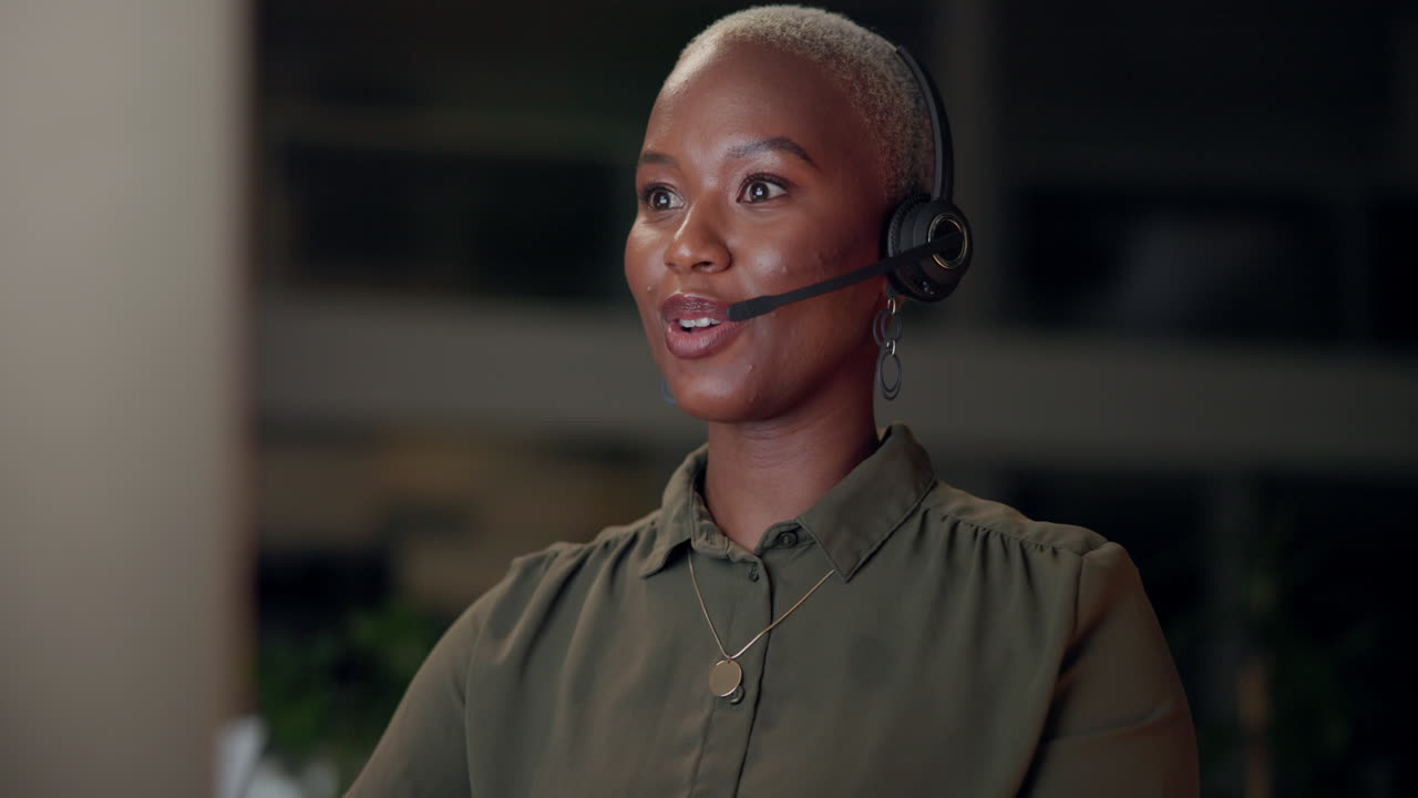 Customer service representative with headset