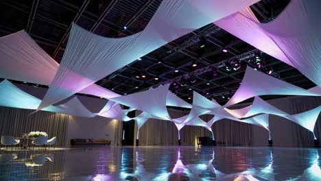 modern event space with draped ceiling