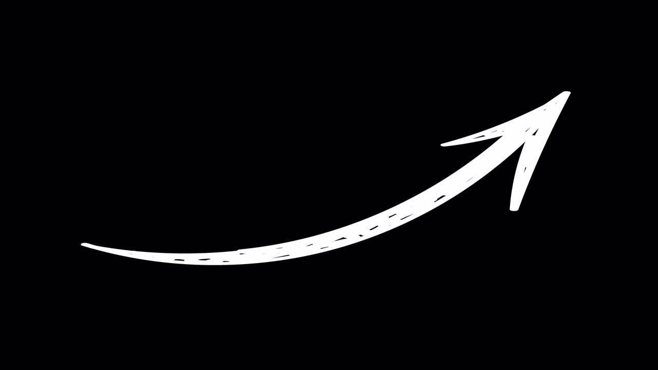 Hand Drawn White Arrow Pointing Upwards Animation