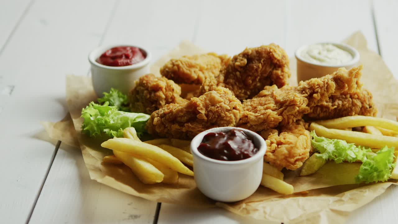 프라이드 치킨 윙 근처의 신선한 소스