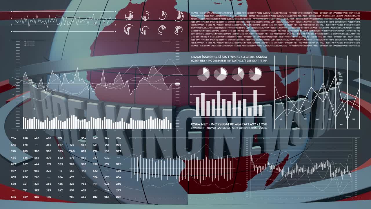 금융 뉴스 애니메이션, 데이터, 숫자, 그래프