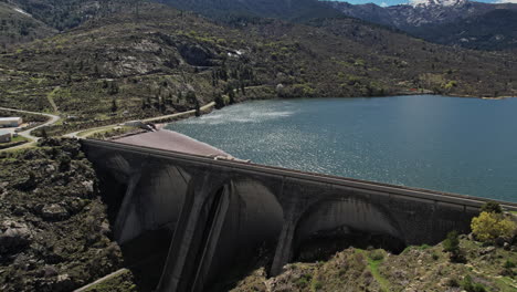 aerial view of dam in the mountains