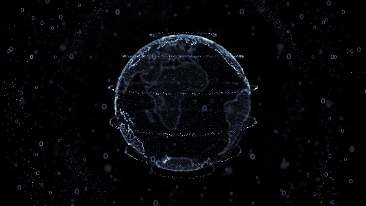 The Planet Digital Earth Hud Particles Rotating Loop Animation With Alpha.