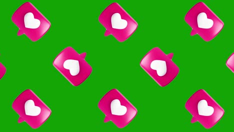 pink heart icons on green background